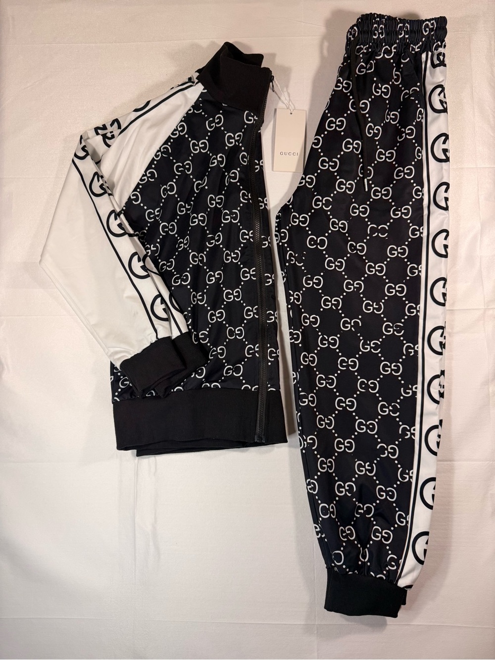 Gucci Black & White GG Monogram Track Joggers Set